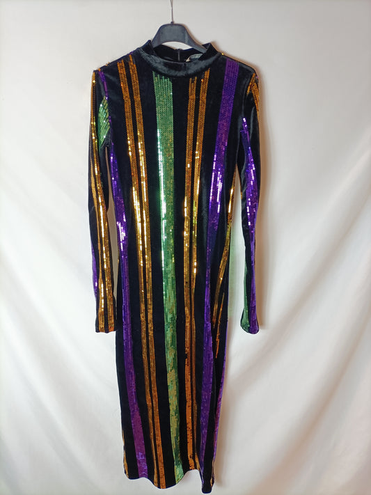 ZARA. Vestido midi lentejuelas T.s(tara)