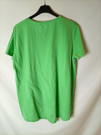 ZARA. camiseta verde básica T.l