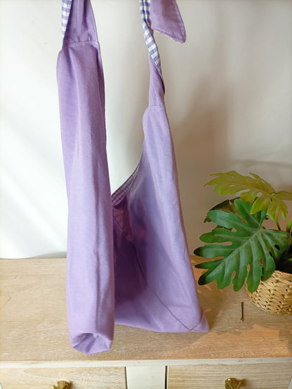 ATTEGA. Bolso lila cuadros reversible