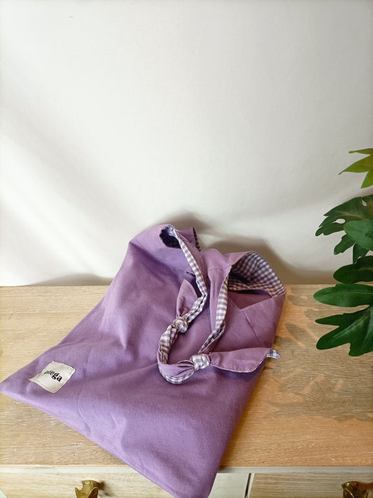 ATTEGA. Bolso lila cuadros reversible