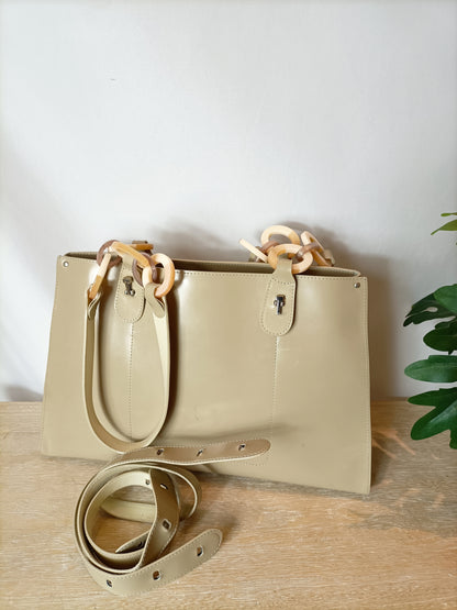 LAMARTHE. Bolso piel beige detalle asas