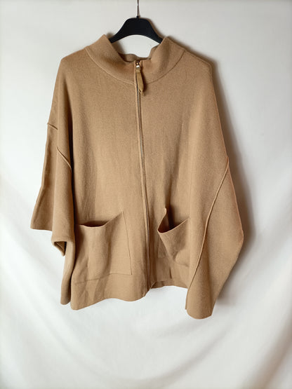 PARFOIS. Camel zipper poncho Tu (s/m)