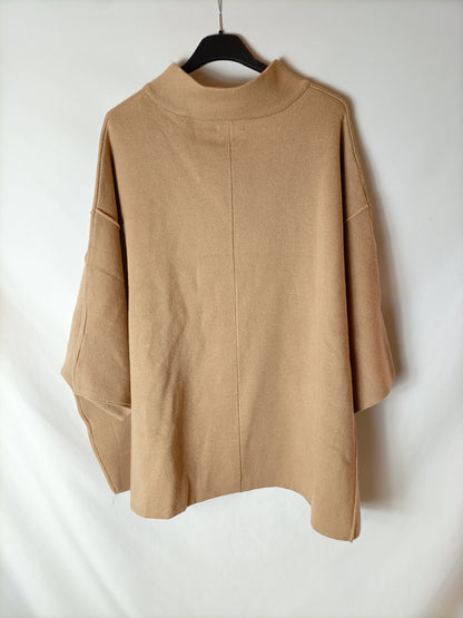 PARFOIS. Camel zipper poncho Tu (s/m)