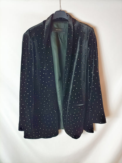 ZARA.Blazer terciopelo negro T.l