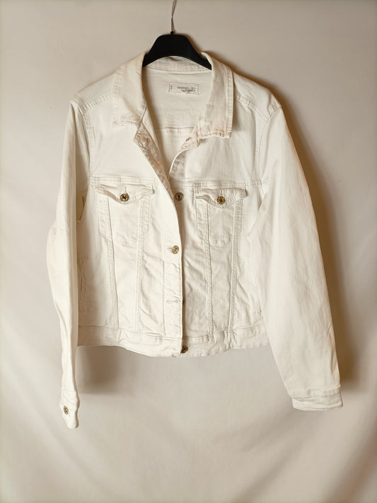 MANGO. Cazadora denim blanca T.xl
