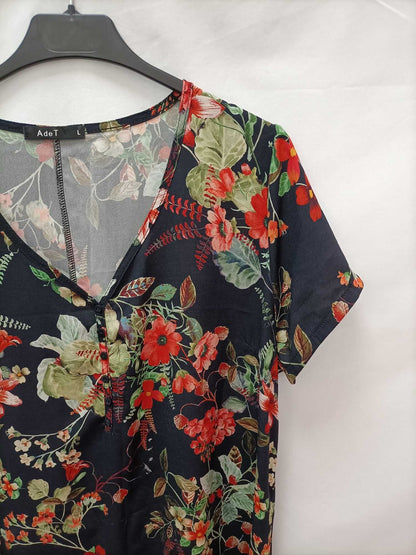 AdeT. Black floral dress Tu (m/l)