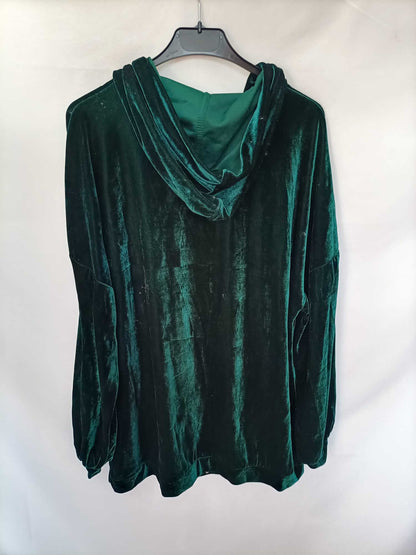 ZARA. Sudadera terciopelo verde T.s