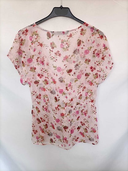 ZARA. Pink floral blouse Tm