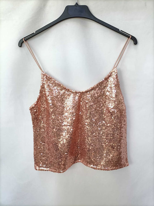 SUBDUED. Top lentejuelas rosas T.m