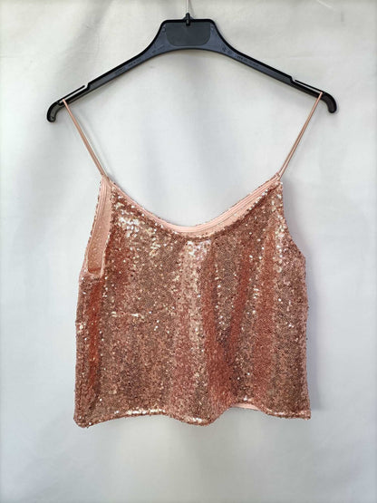 SUBDUED. Top lentejuelas rosas T.m