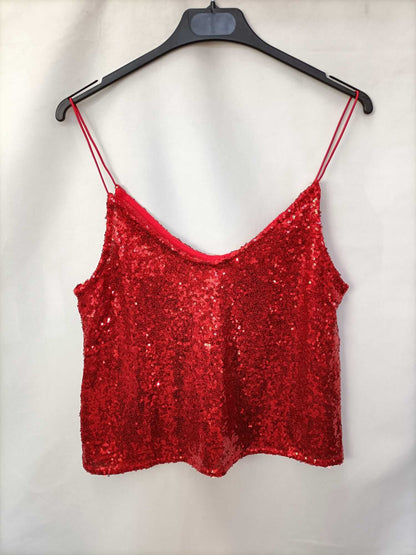 SUBDUED. Top lentejuelas rojas T.m