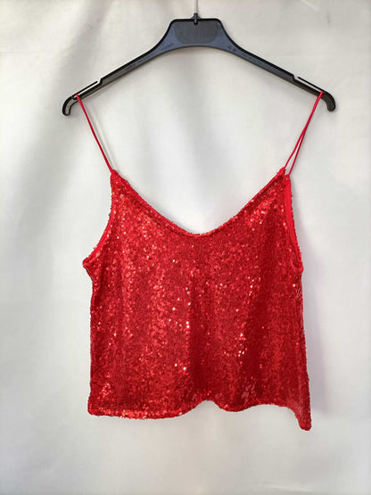 SUBDUED. Top lentejuelas rojas T.m