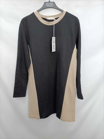 VALENTINA. Vestido bicolor beige y negro T.l