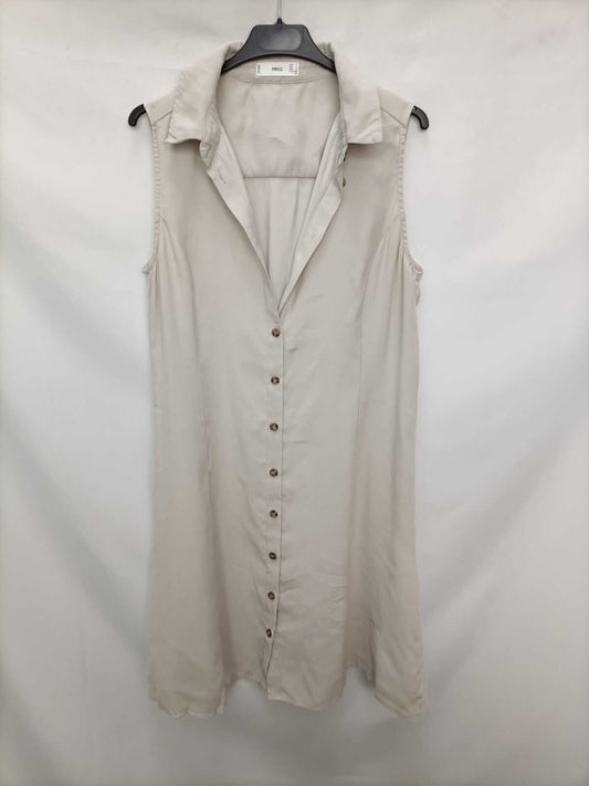 MANGO. Vestido camisero beige T.l