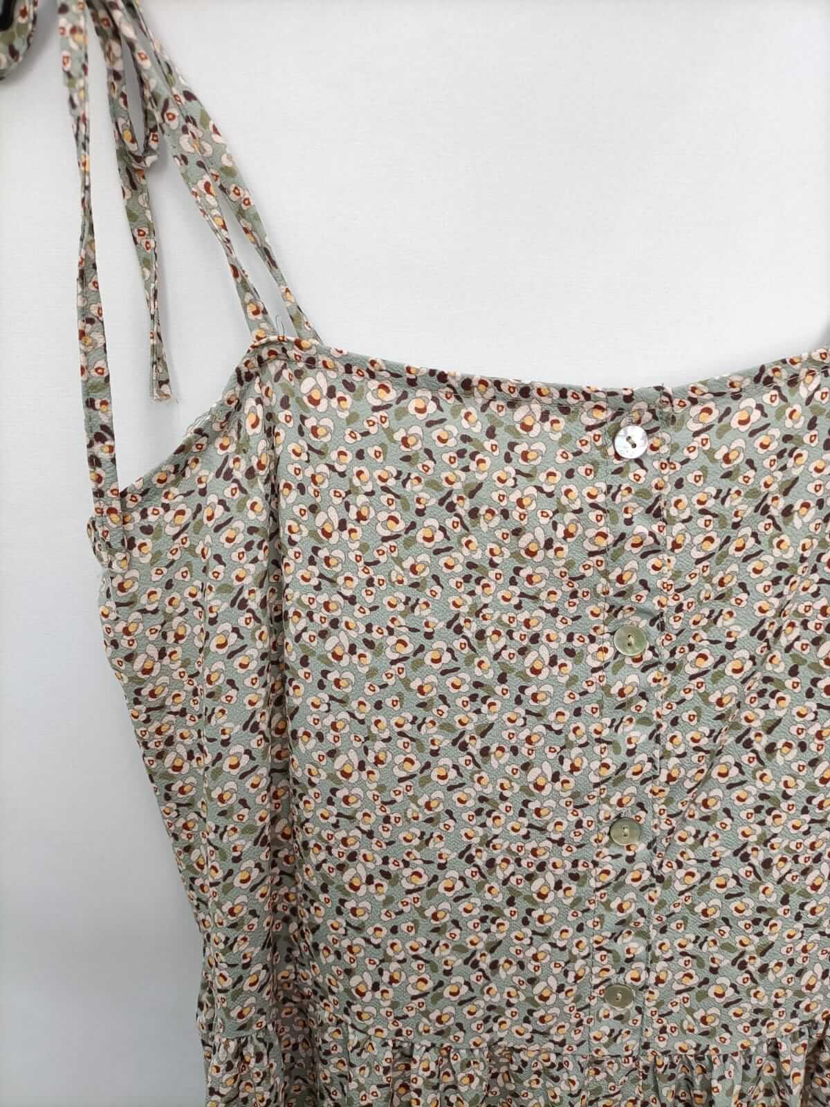 VALENTINA. Vestido midi verde flores T.L