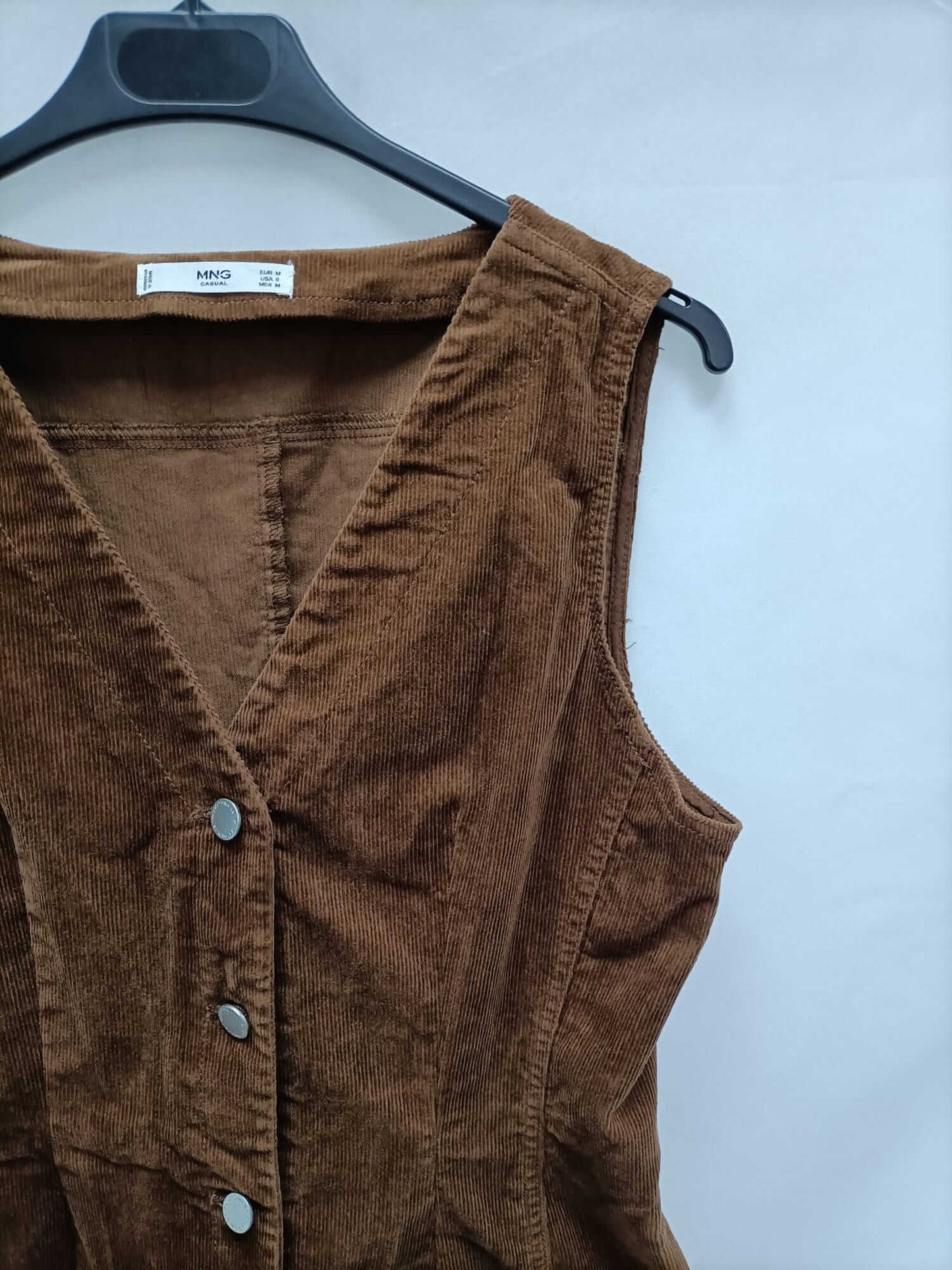 MANGO.Vestido abotonado micropana marrón T.m