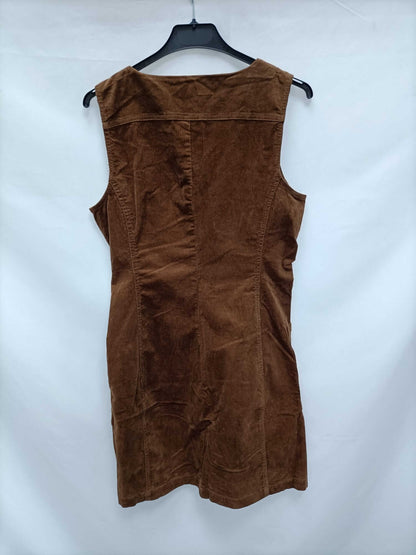 MANGO.Vestido abotonado micropana marrón T.m