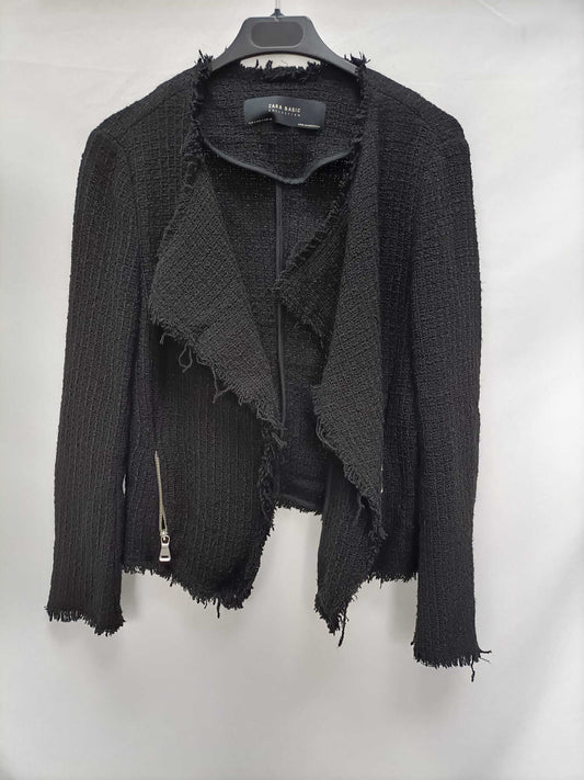 ZARA.Chaqueta tweed negra T.s