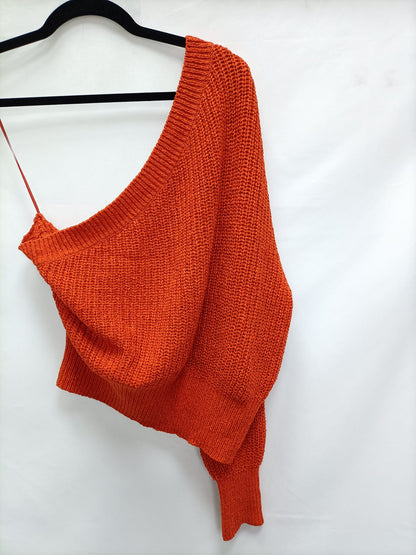 ZARA. Orange asymmetric knit sweater Tm