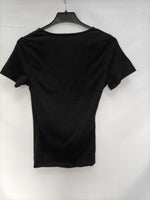 STRADIVARIUS.Camiseta licra negra cruzada T.m
