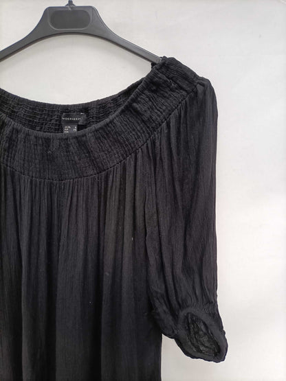 PRIMARK.Vestido negro nido de abeja T.36