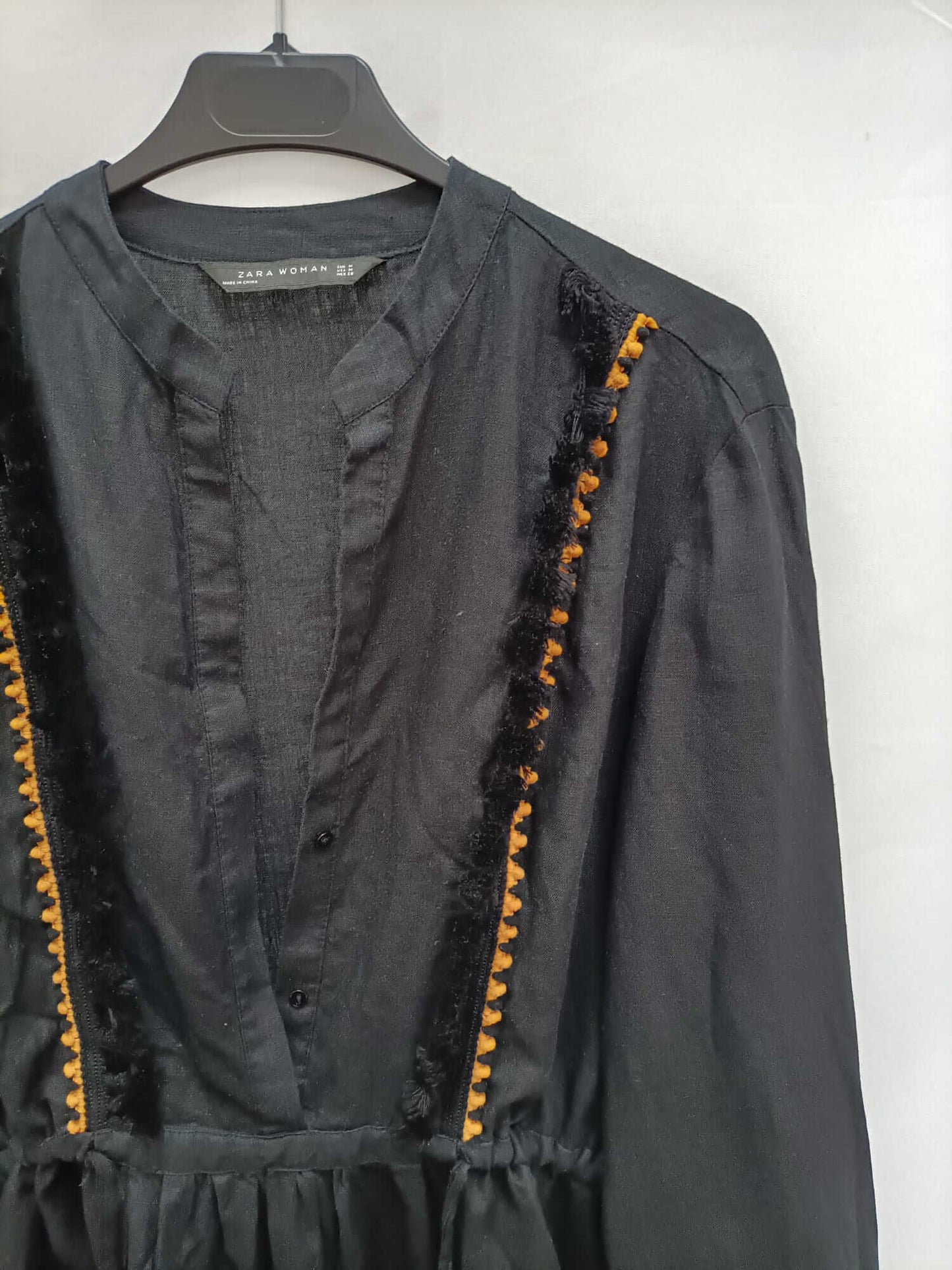 ZARA.Vestido lino bordado T.m