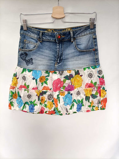 DESIGUAL. Double texture short skirt S.36