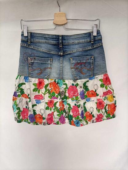 DESIGUAL. Double texture short skirt S.36
