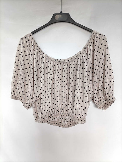OYSHO.Top beige plisado T.L
