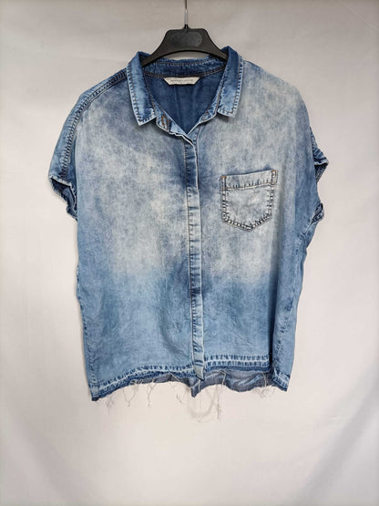 MANGO.Camisa denim sin mangas T.m