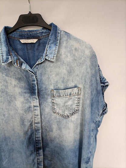 MANGO.Camisa denim sin mangas T.m