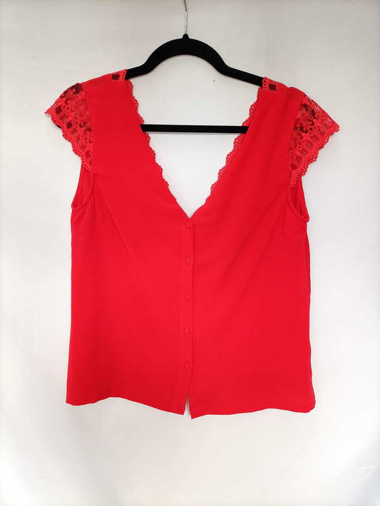 OTRAS.Top rojo abotonado tu (L)