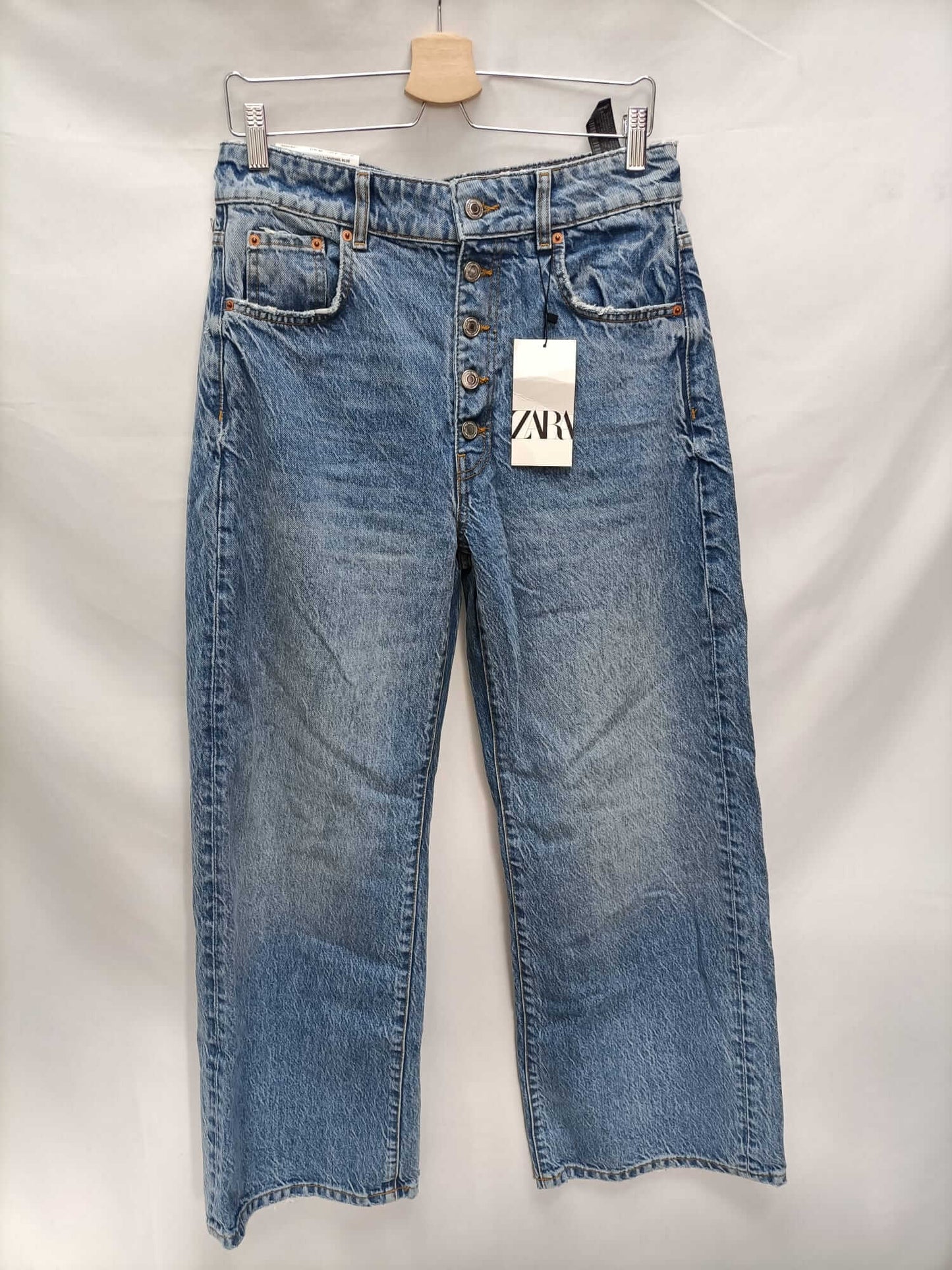 ZARA.Wide leg denim jeans T.40
