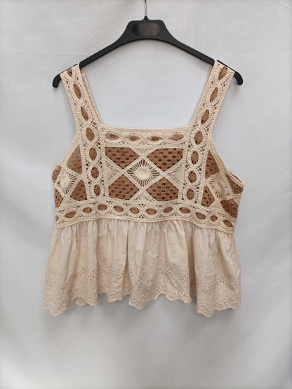 MEISIE.Top beige doble textura T.m