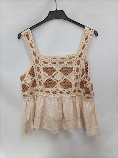 MEISIE.Top beige doble textura T.m