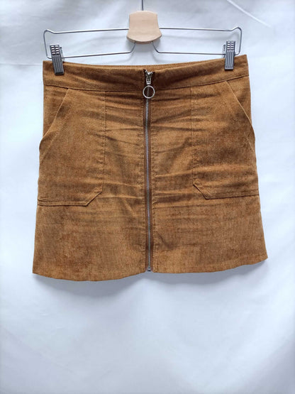 SHEIN.Camel corduroy skirt Tm