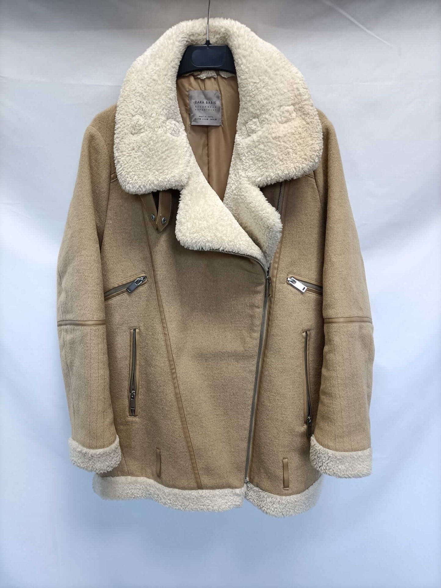 Disha Zara Cazadora Negra Flecos Chaqueta Chaqueton Camel Zara