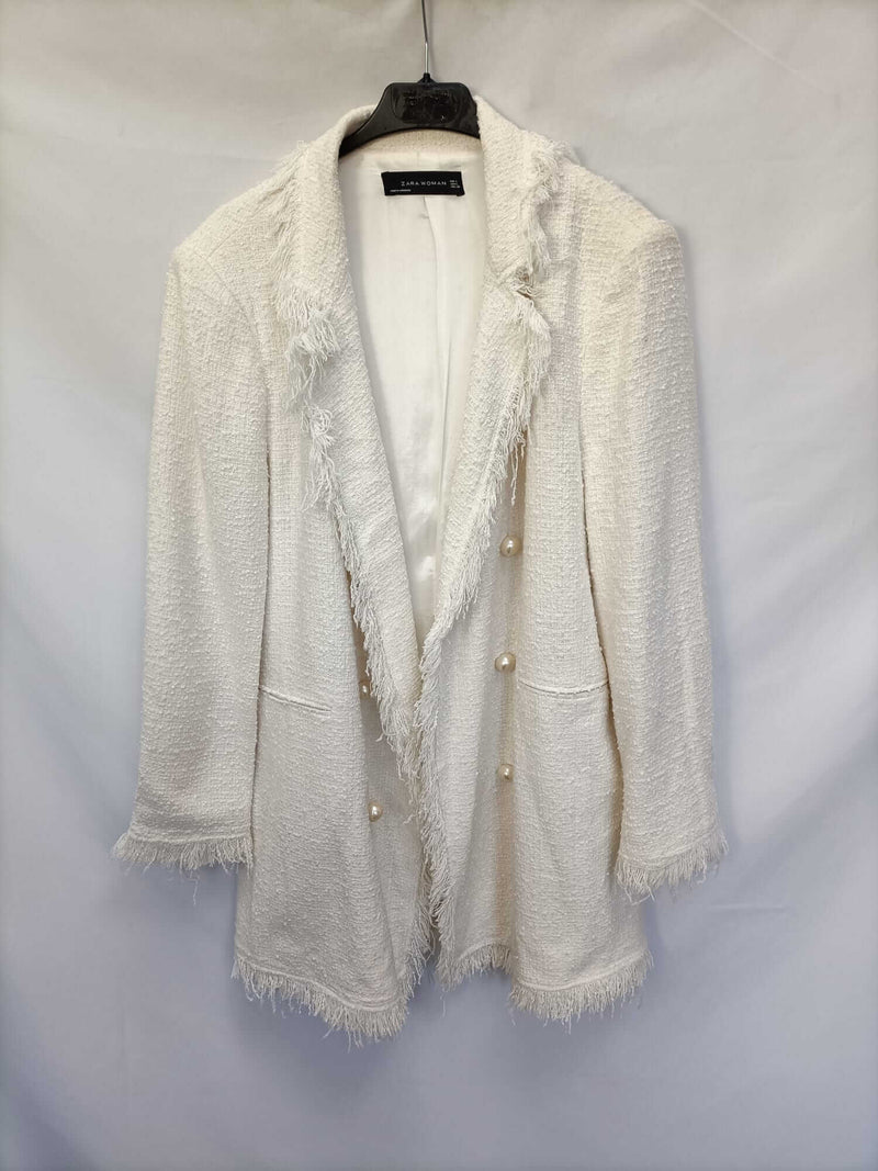 ZARA.Abrigo blanco tweed T.L. (tara)
