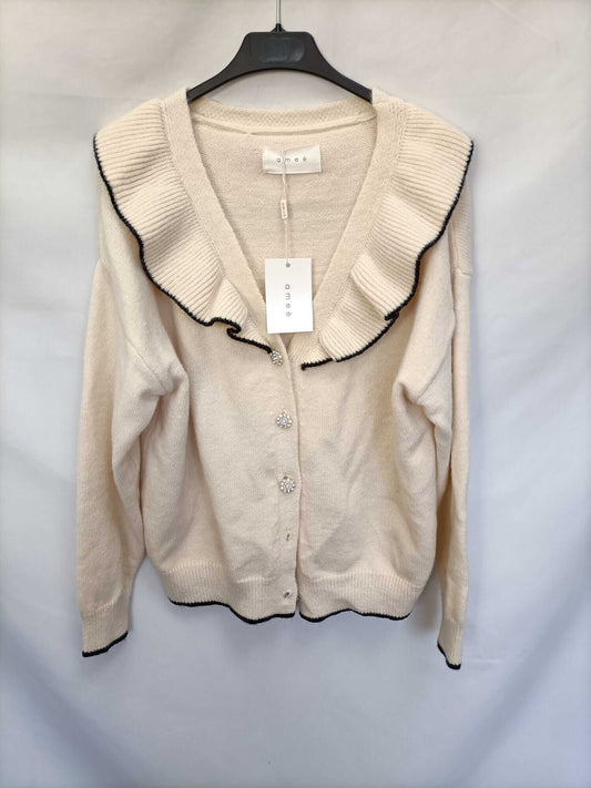 AMEE. Beige cardigan with black trim Tm