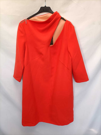 VICTOR CHERKASSKY.Vestido rojo cuello asimétrico T.XXL
