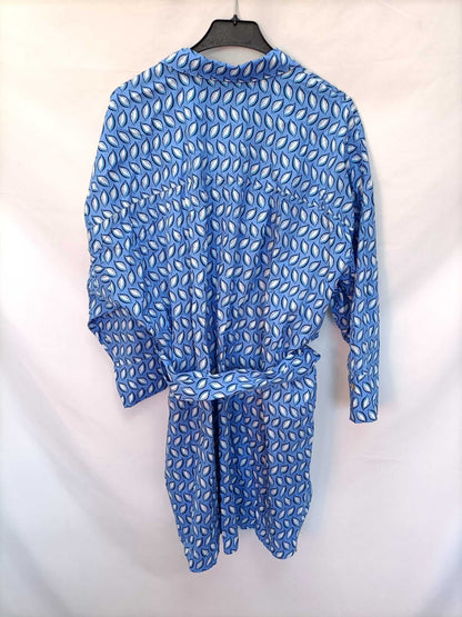 ZARA.Blue printed shirt dress S.XXL