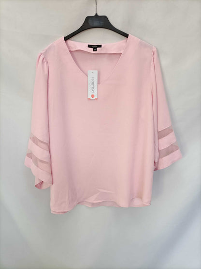 Camisetas Floryday Blusas En Floryday Rosa Mangas Acampanadas