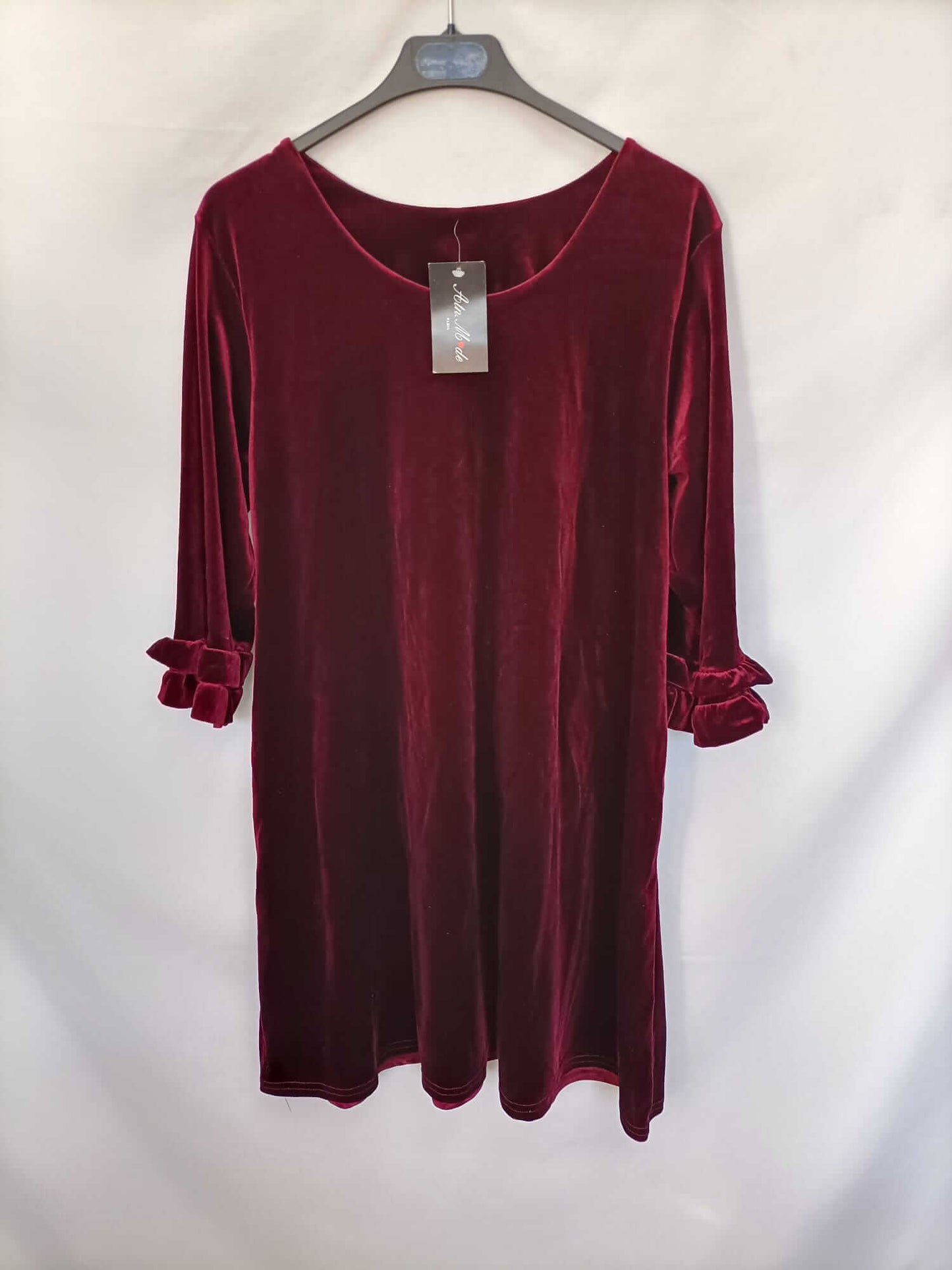 ATN MODE.Short burgundy velvet dress Ts/m