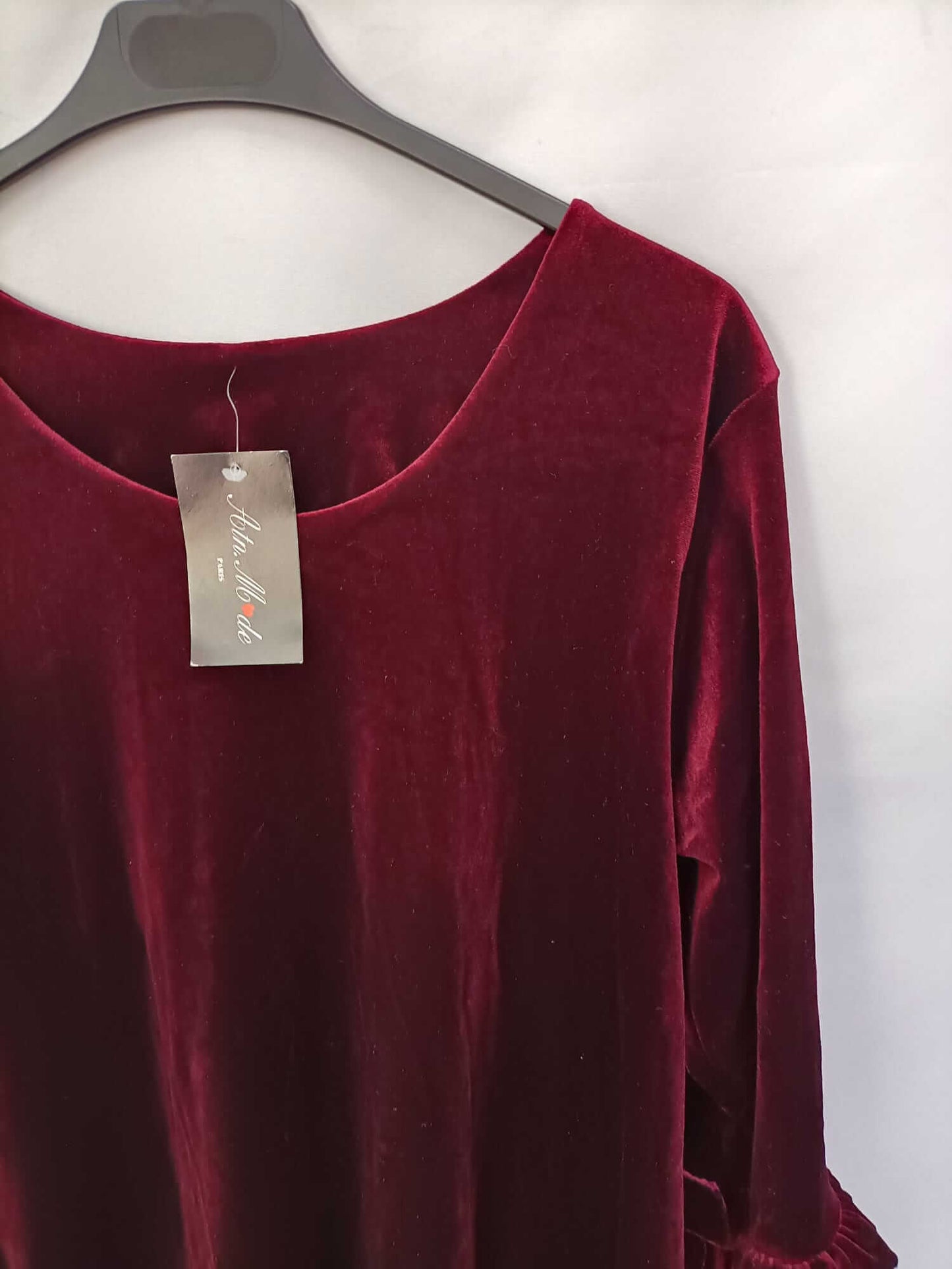 ATN MODE.Short burgundy velvet dress Ts/m
