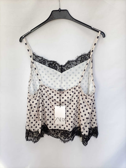 ZARA.Top lencero beige T.L