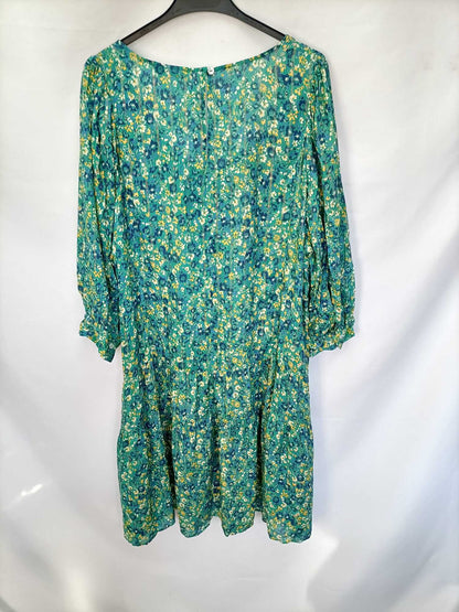 MARKET.VIOLETA BY MANGO.Vestido corto verde flores T.XL