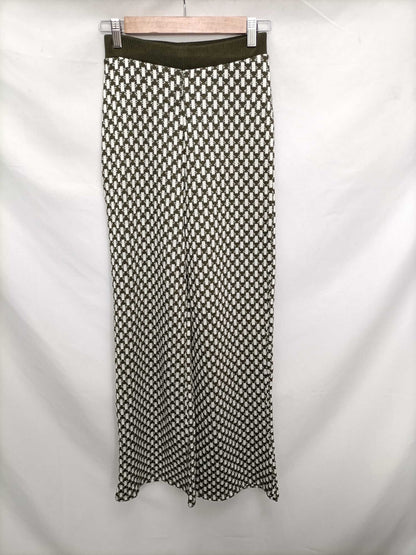ZARA.Pantalones palazzo punto verde T.s
