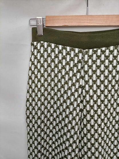 ZARA.Pantalones palazzo punto verde T.s