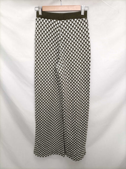 ZARA.Pantalones palazzo punto verde T.s