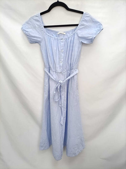 UTERQÜE.Vestido midi azul T.xs